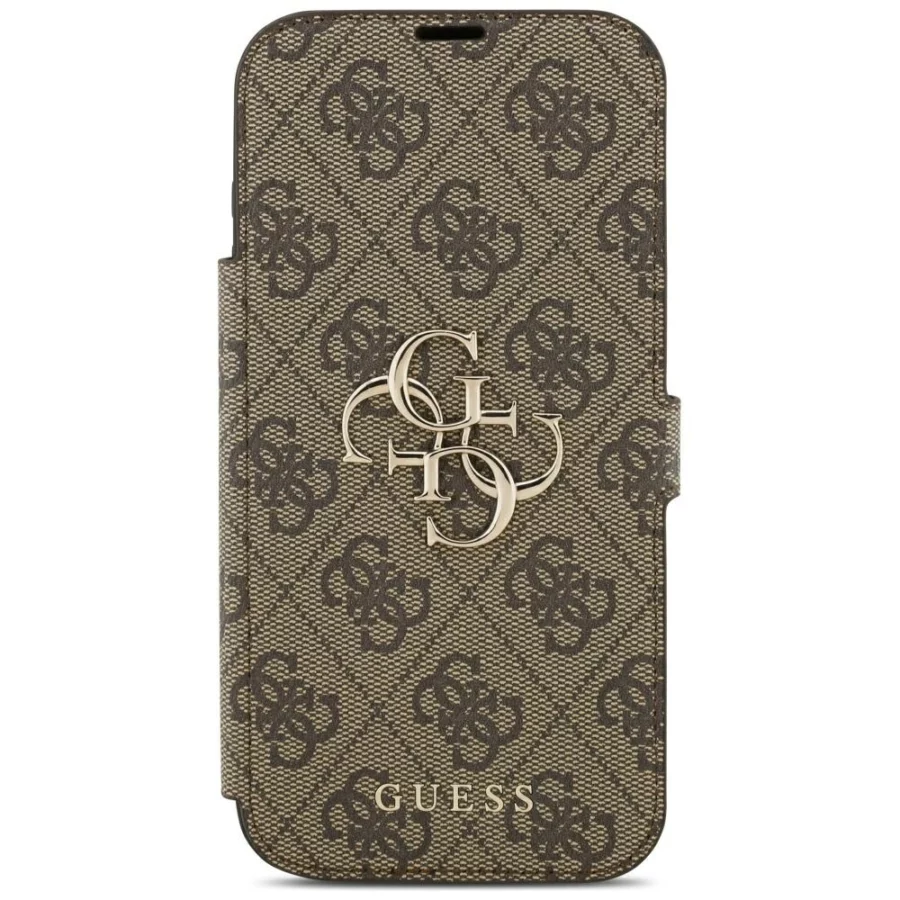 Etui Guess Book 4G Metal Logo na iPhone 18 Pro Max / 17 Pro Max - brązowe