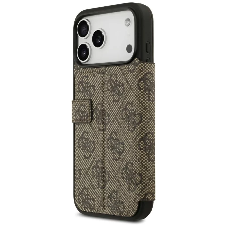 Etui Guess Book 4G Metal Logo na iPhone 18 Pro Max / 17 Pro Max - brązowe