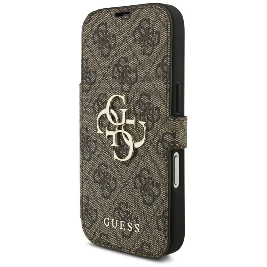 Etui Guess Book 4G Metal Logo na iPhone 18 Pro / 17 Pro - brązowe
