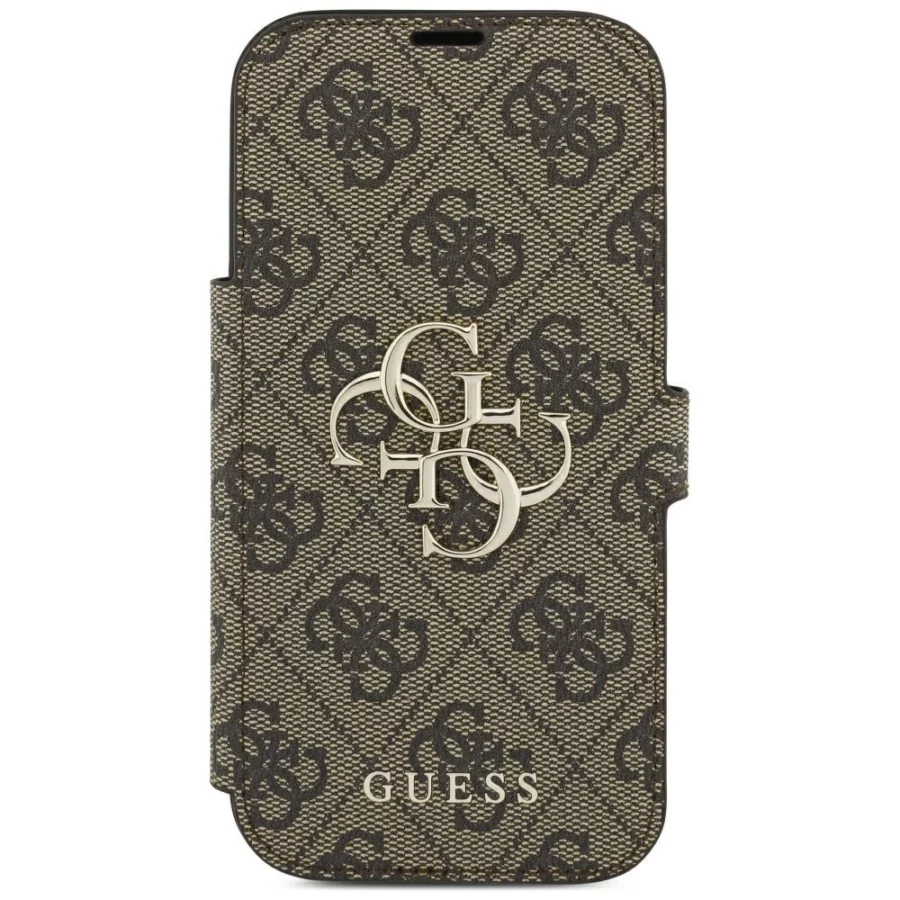 Etui Guess Book 4G Metal Logo na iPhone 18 Pro / 17 Pro - brązowe