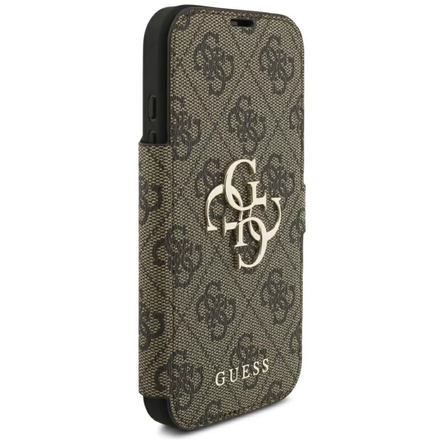 Etui Guess Book 4G Metal Logo na iPhone 18 Pro / 17 Pro - brązowe