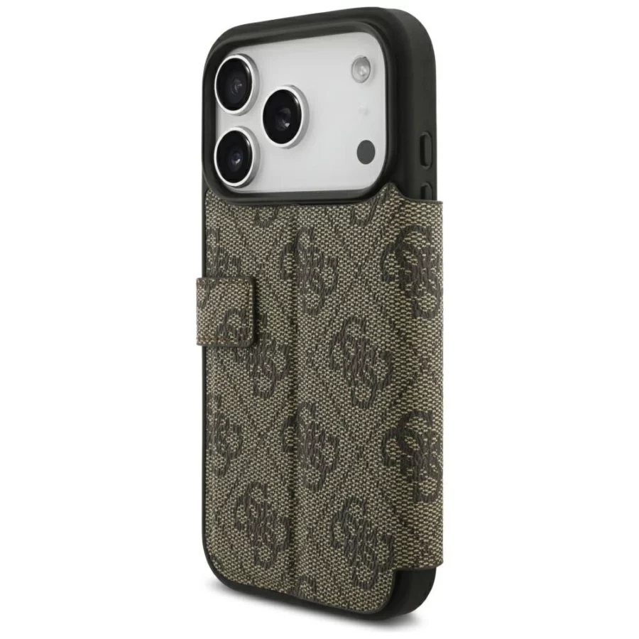 Etui Guess Book 4G Metal Logo na iPhone 18 Pro / 17 Pro - brązowe