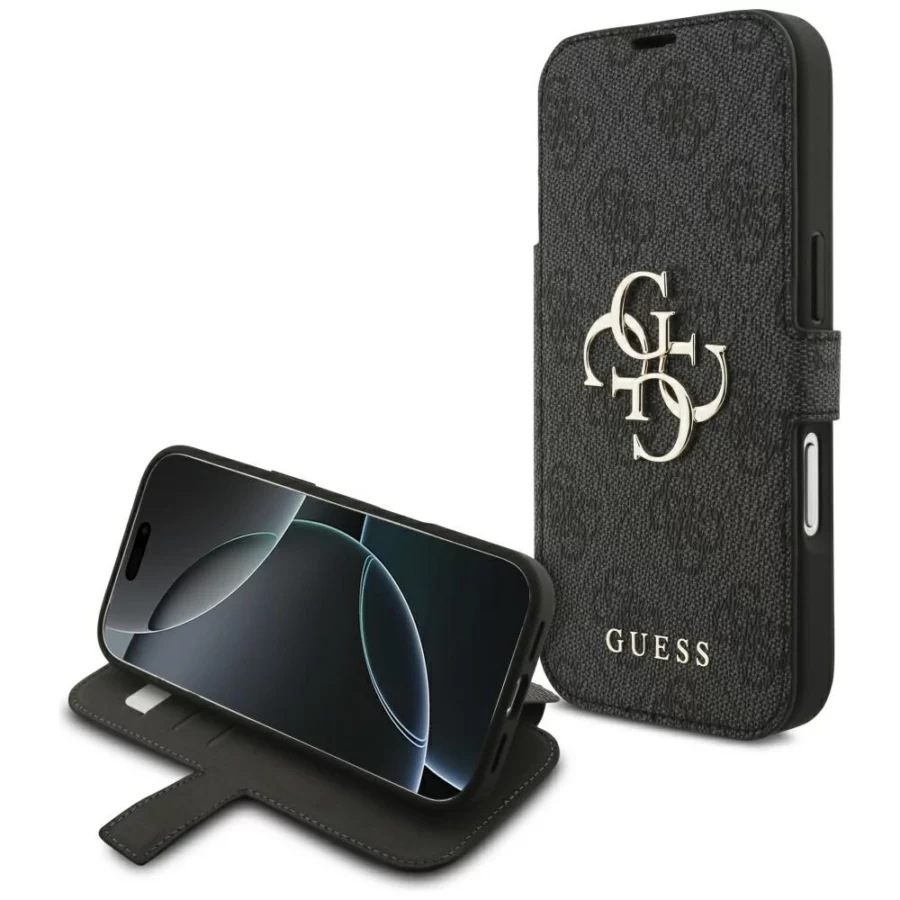 Etui Guess Book 4G Metal Logo na iPhone 18 Pro / 17 Pro - czarne