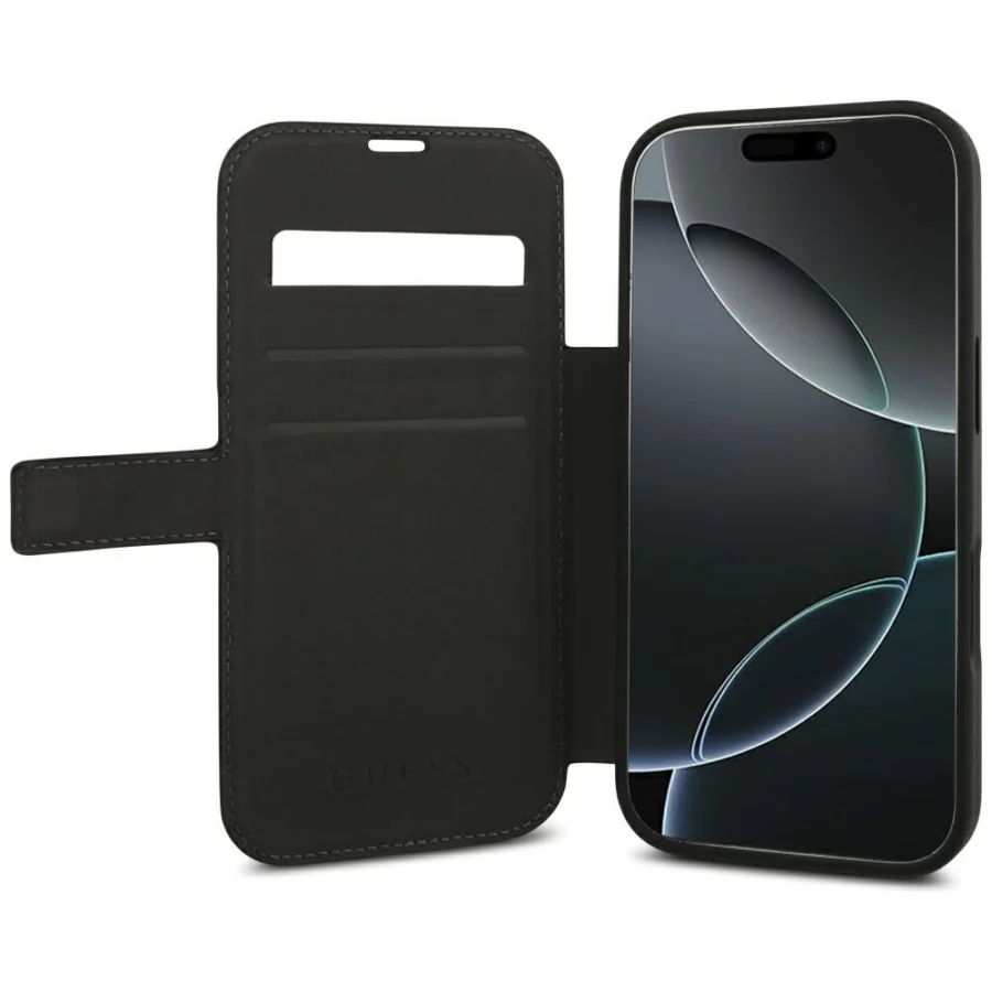 Etui Guess Book 4G Metal Logo na iPhone 18 Pro / 17 Pro - czarne