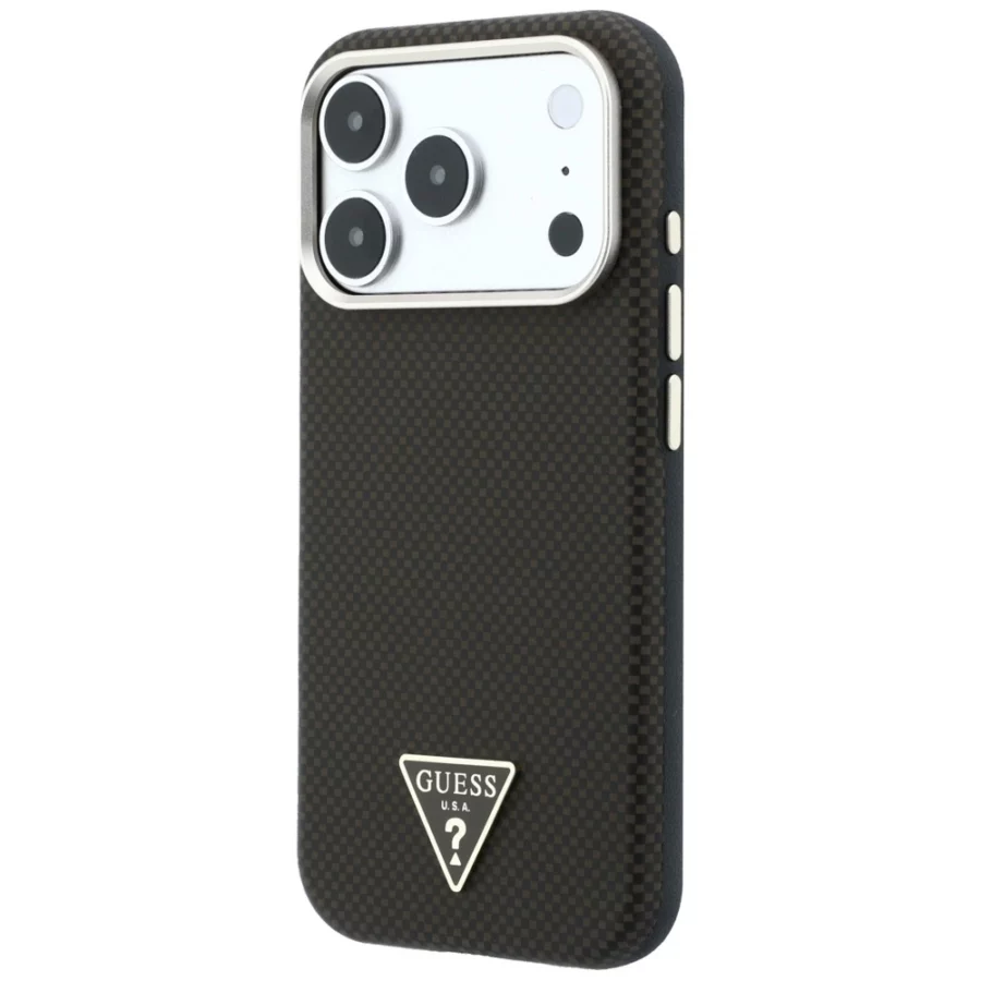 Etui Guess Kevlar Triangle Logo MagSafe na iPhone 17 Pro / 18 Pro - brązowe