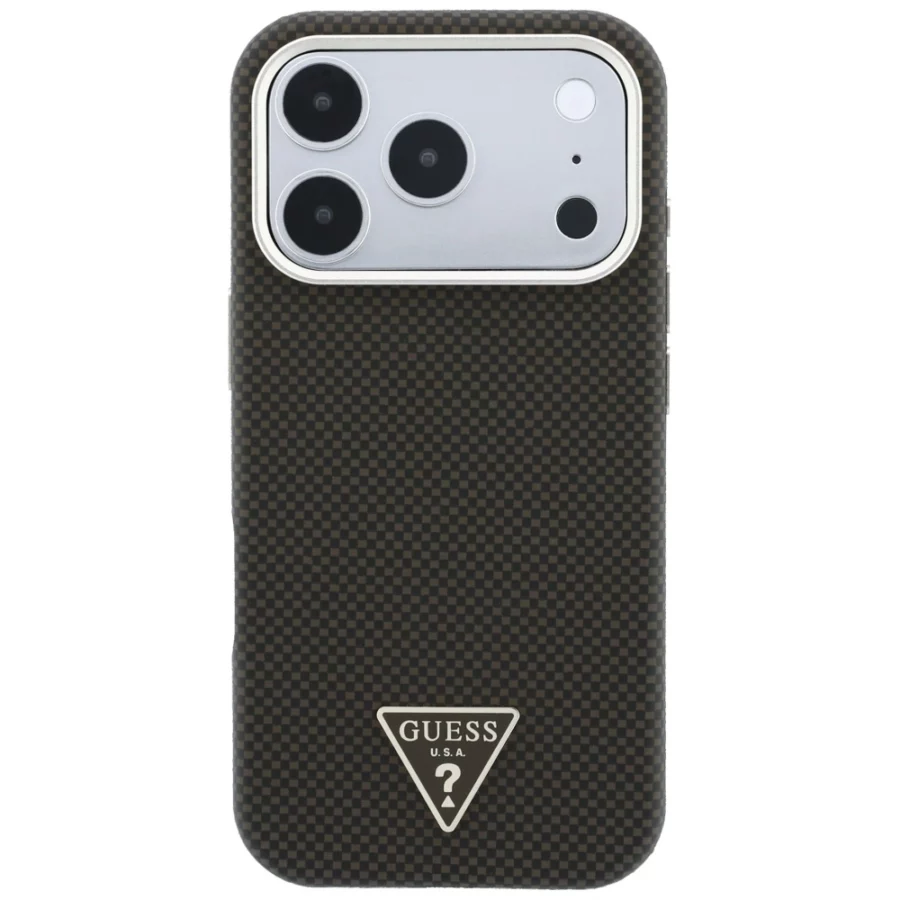 Etui Guess Kevlar Triangle Logo MagSafe na iPhone 17 Pro / 18 Pro - brązowe