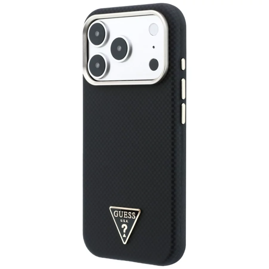 Etui Guess Kevlar Triangle Logo MagSafe na iPhone 17 Pro / 18 Pro - czarne