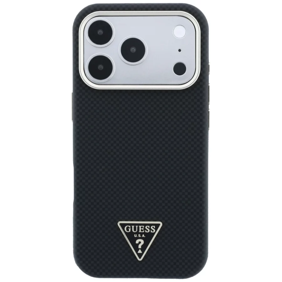Etui Guess Kevlar Triangle Logo MagSafe na iPhone 17 Pro / 18 Pro - czarne