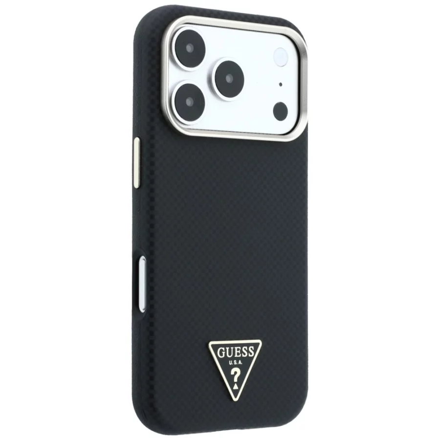 Etui Guess Kevlar Triangle Logo MagSafe na iPhone 17 Pro / 18 Pro - czarne