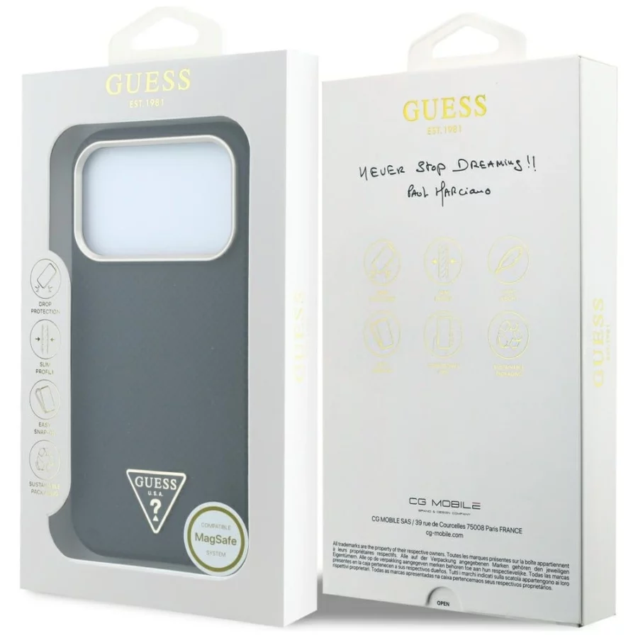 Etui Guess Kevlar Triangle Logo MagSafe na iPhone 17 Pro / 18 Pro - czarne