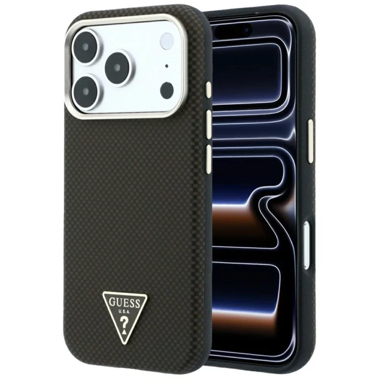 Etui Guess Kevlar Triangle Logo MagSafe na iPhone 17 Pro Max / 18 Pro Max - brązowe
