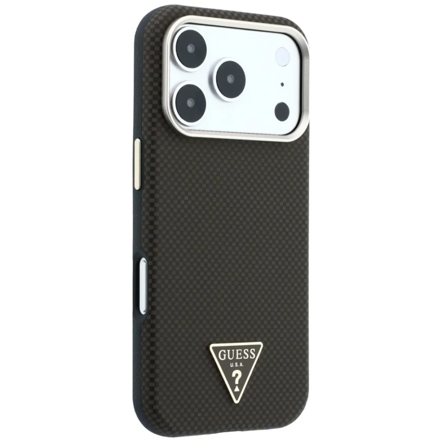 Etui Guess Kevlar Triangle Logo MagSafe na iPhone 17 Pro Max / 18 Pro Max - brązowe