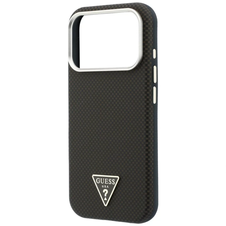 Etui Guess Kevlar Triangle Logo MagSafe na iPhone 17 Pro Max / 18 Pro Max - brązowe