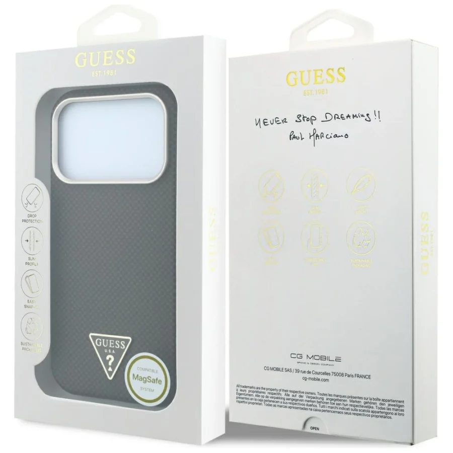 Etui Guess Kevlar Triangle Logo MagSafe na iPhone 17 Pro Max / 18 Pro Max - brązowe