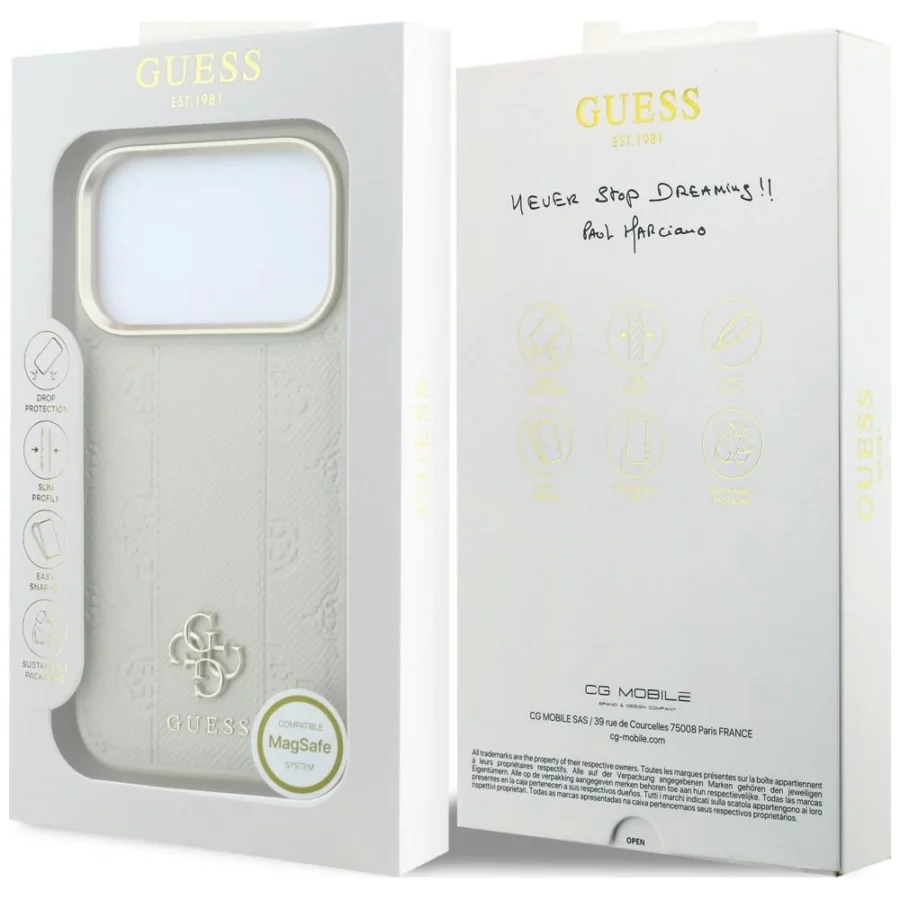 Etui Guess Peony 4G Small Logo MagSafe na iPhone 17 Pro Max / 18 Pro Max - beżowe