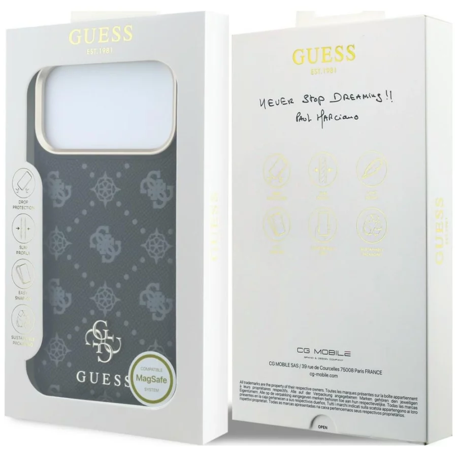 Etui Guess Peony 4G Small Logo MagSafe na iPhone 17 Pro Max / 18 Pro Max - czarne