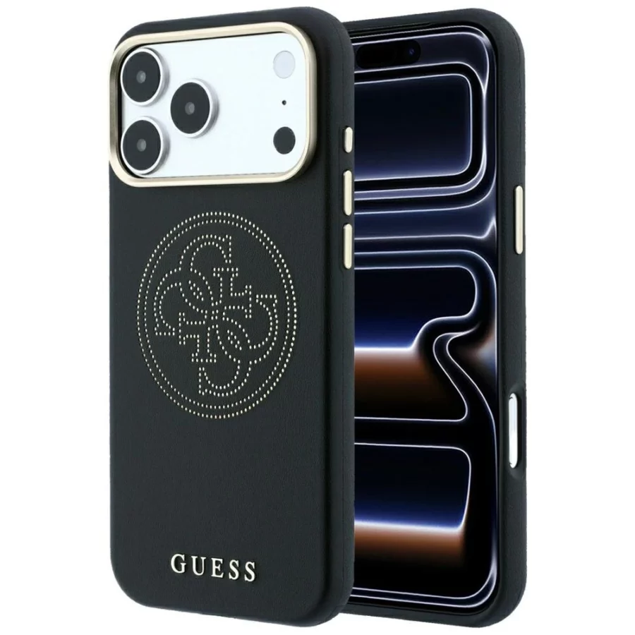 Etui Guess Perforated 4G Gold Logo Magsafe na iPhone 17 Pro / 18 Pro - czarne