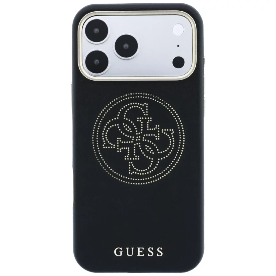 Etui Guess Perforated 4G Gold Logo Magsafe na iPhone 17 Pro / 18 Pro - czarne
