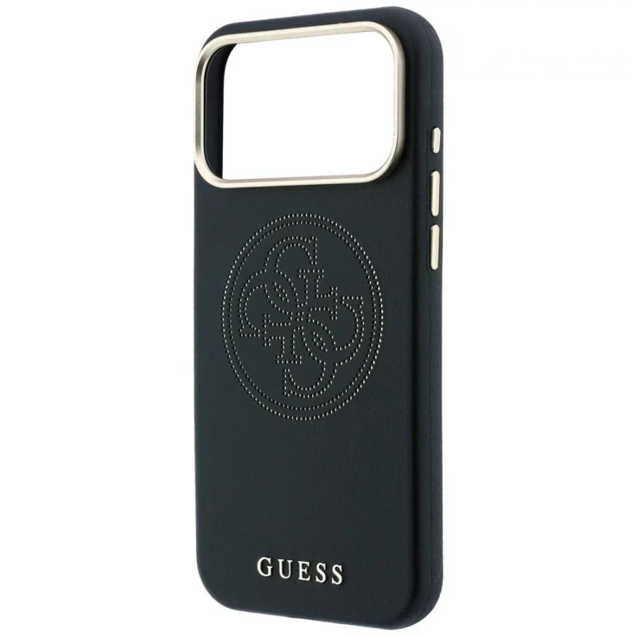 Etui Guess Perforated 4G Gold Logo Magsafe na iPhone 17 Pro / 18 Pro - czarne