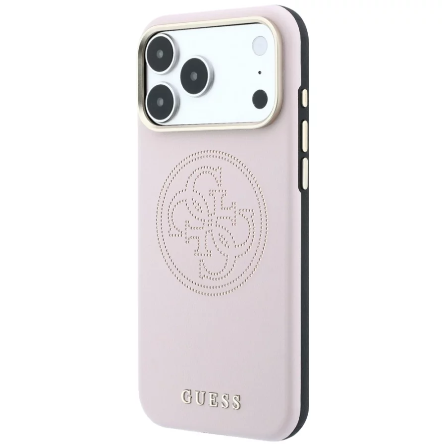 Etui Guess Perforated 4G Gold Logo Magsafe na iPhone 17 Pro Max / 18 Pro Max - różowe