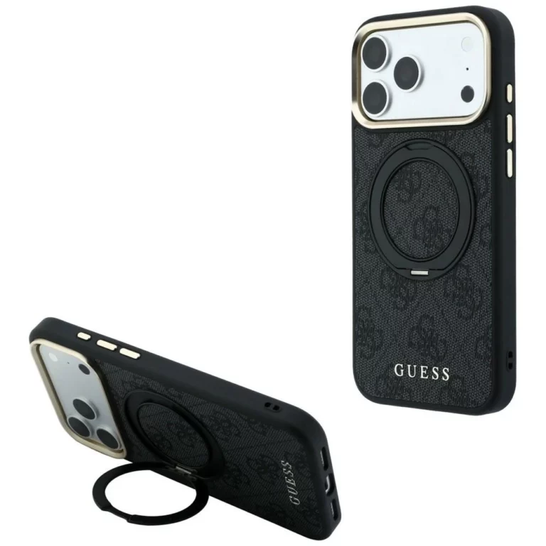 Etui Guess Ring Stand 360 4G Classic Logo MagSafe na iPhone 17 Pro Max / 18 Pro Max - czarne
