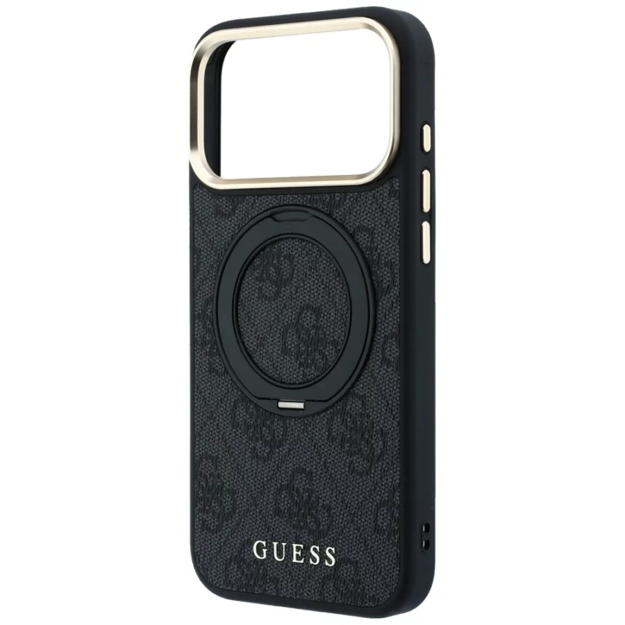 Etui Guess Ring Stand 360 4G Classic Logo MagSafe na iPhone 17 Pro Max / 18 Pro Max - czarne