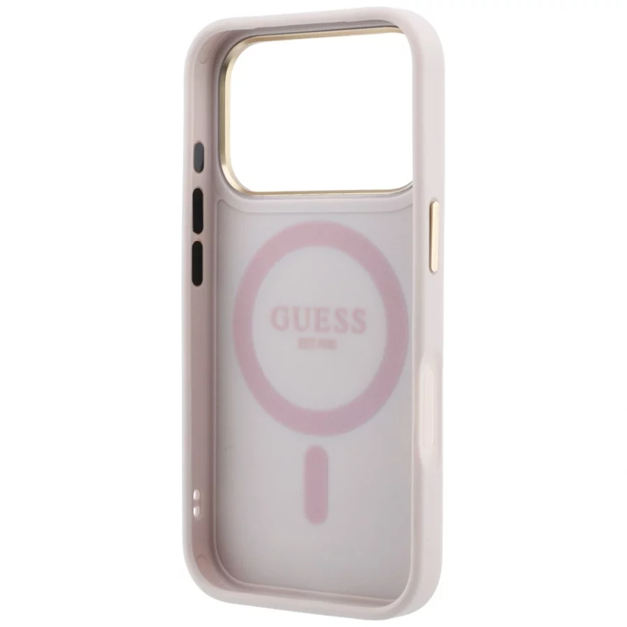 Etui Guess Ring Stand 360 4G Classic Logo MagSafe na iPhone 17 Pro Max / 18 Pro Max - różowe