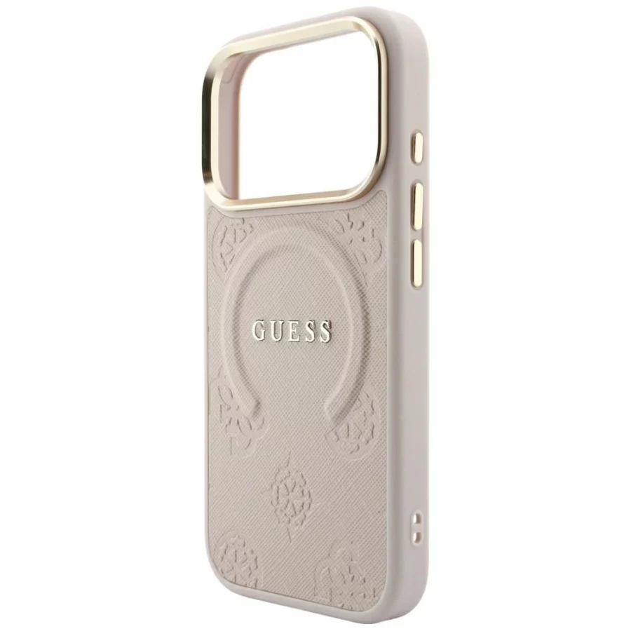 Etui Guess Saffiano Peony & Ring MagSafe na iPhone 17 Pro / 18 Pro - różowe