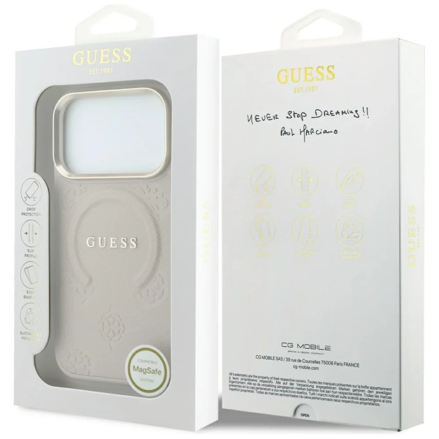 Etui Guess Saffiano Peony & Ring MagSafe na iPhone 17 Pro / 18 Pro - różowe