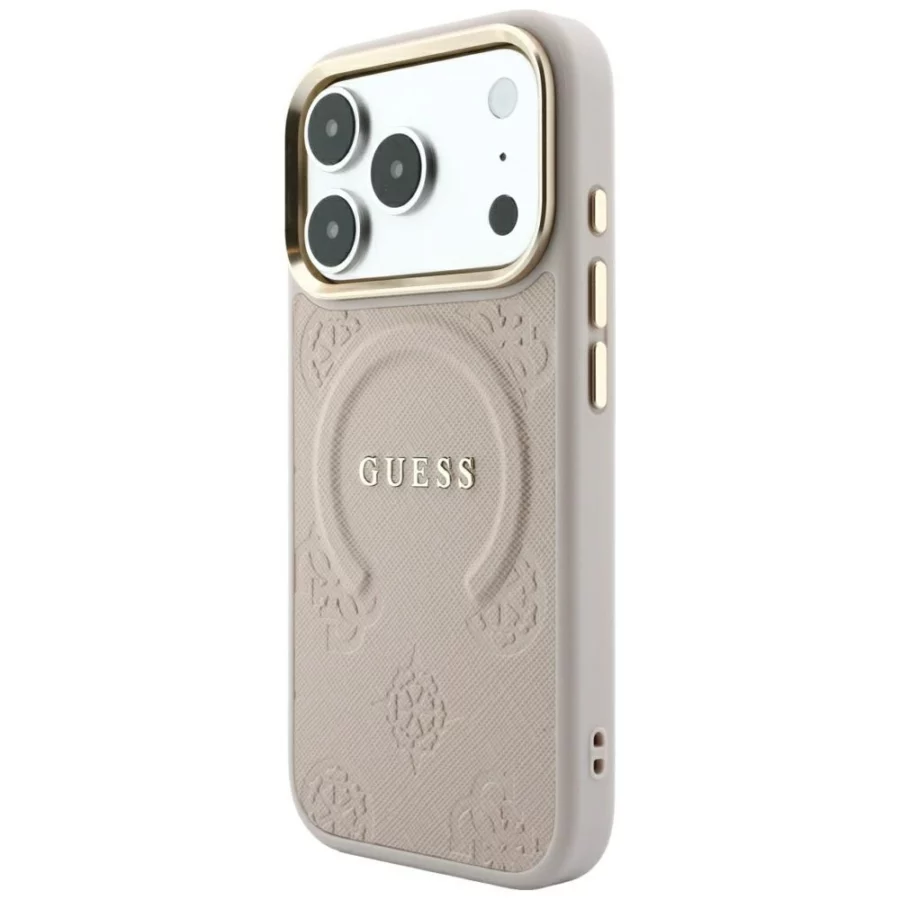 Etui Guess Saffiano Peony & Ring MagSafe na iPhone 17 Pro Max / 18 Pro Max - różowe