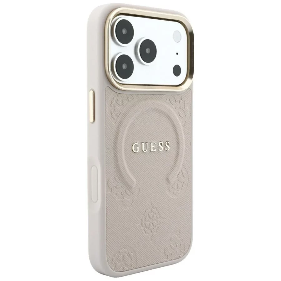 Etui Guess Saffiano Peony & Ring MagSafe na iPhone 17 Pro Max / 18 Pro Max - różowe