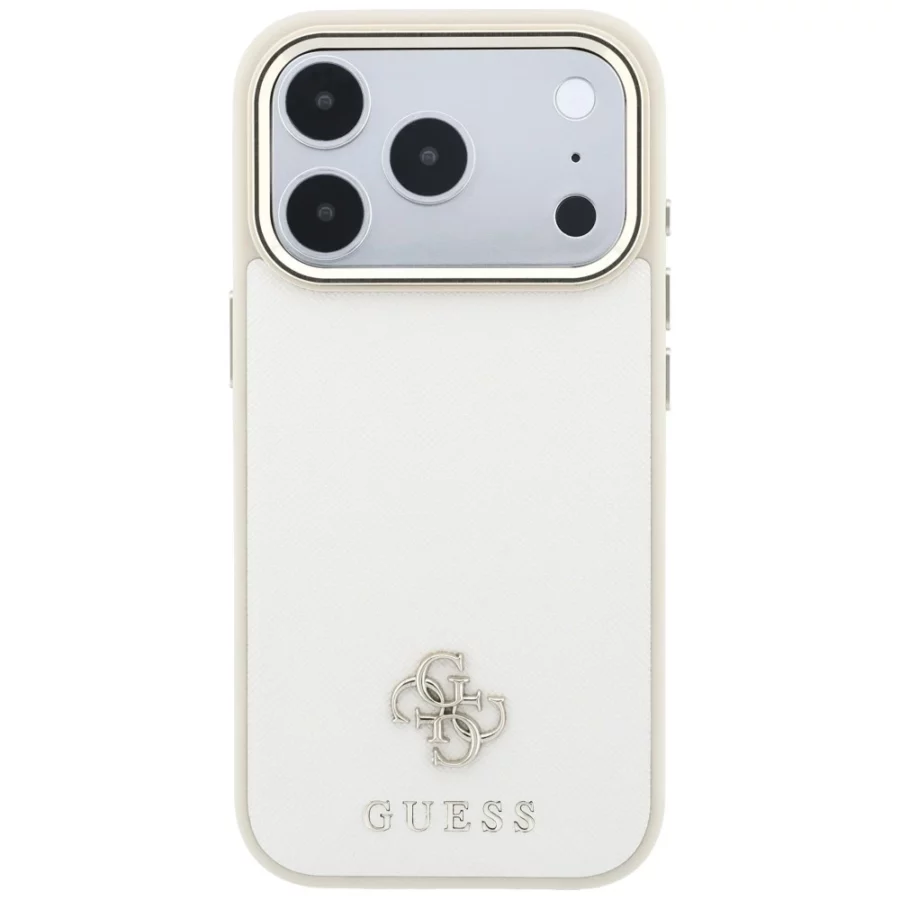 Etui Guess Saffiano Small 4G & Classic Logo MagSafe na iPhone 17 Pro Max / 18 Pro Max - beżowe