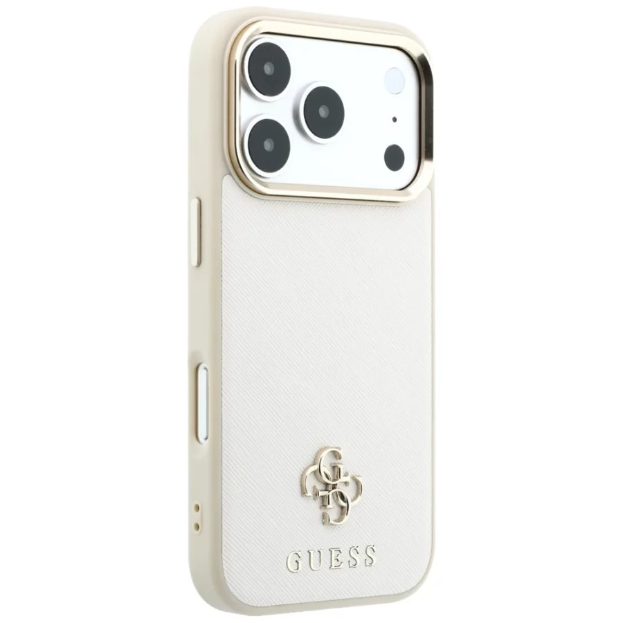 Etui Guess Saffiano Small 4G & Classic Logo MagSafe na iPhone 17 Pro Max / 18 Pro Max - beżowe