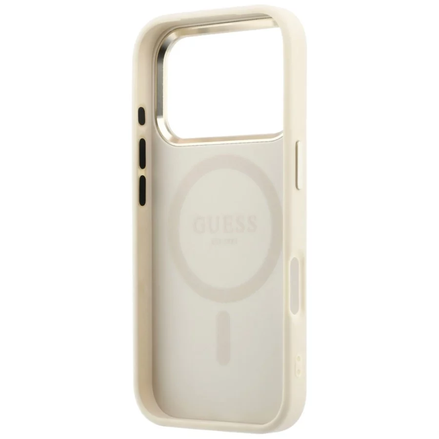 Etui Guess Saffiano Small 4G & Classic Logo MagSafe na iPhone 17 Pro Max / 18 Pro Max - beżowe