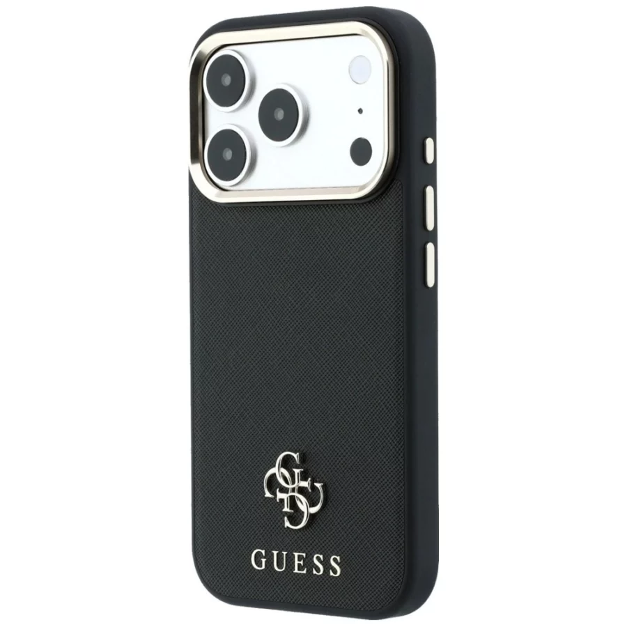 Etui Guess Saffiano Small 4G & Classic Logo MagSafe na iPhone 17 Pro Max / 18 Pro Max - czarne