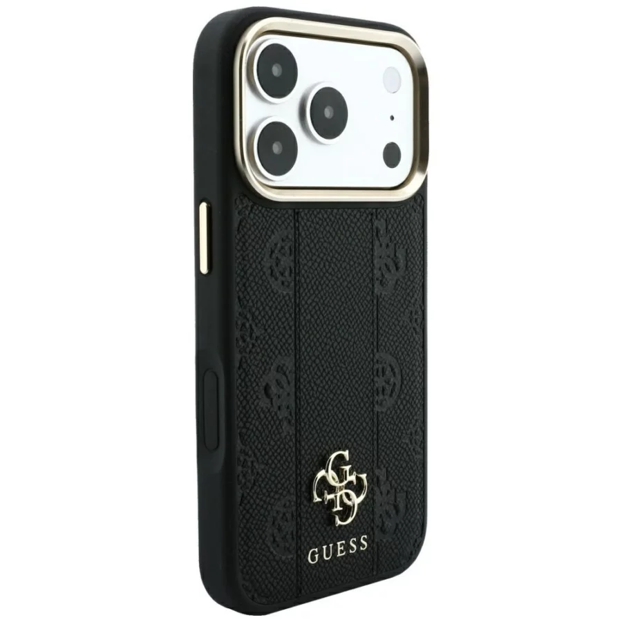 Etui Guess Stripe Peony 4G Logo MagSafe na iPhone 17 Pro Max / 18 Pro Max - czarne