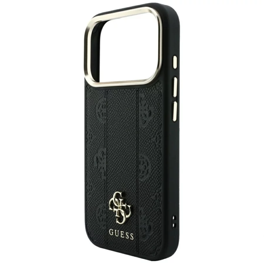 Etui Guess Stripe Peony 4G Logo MagSafe na iPhone 17 Pro Max / 18 Pro Max - czarne