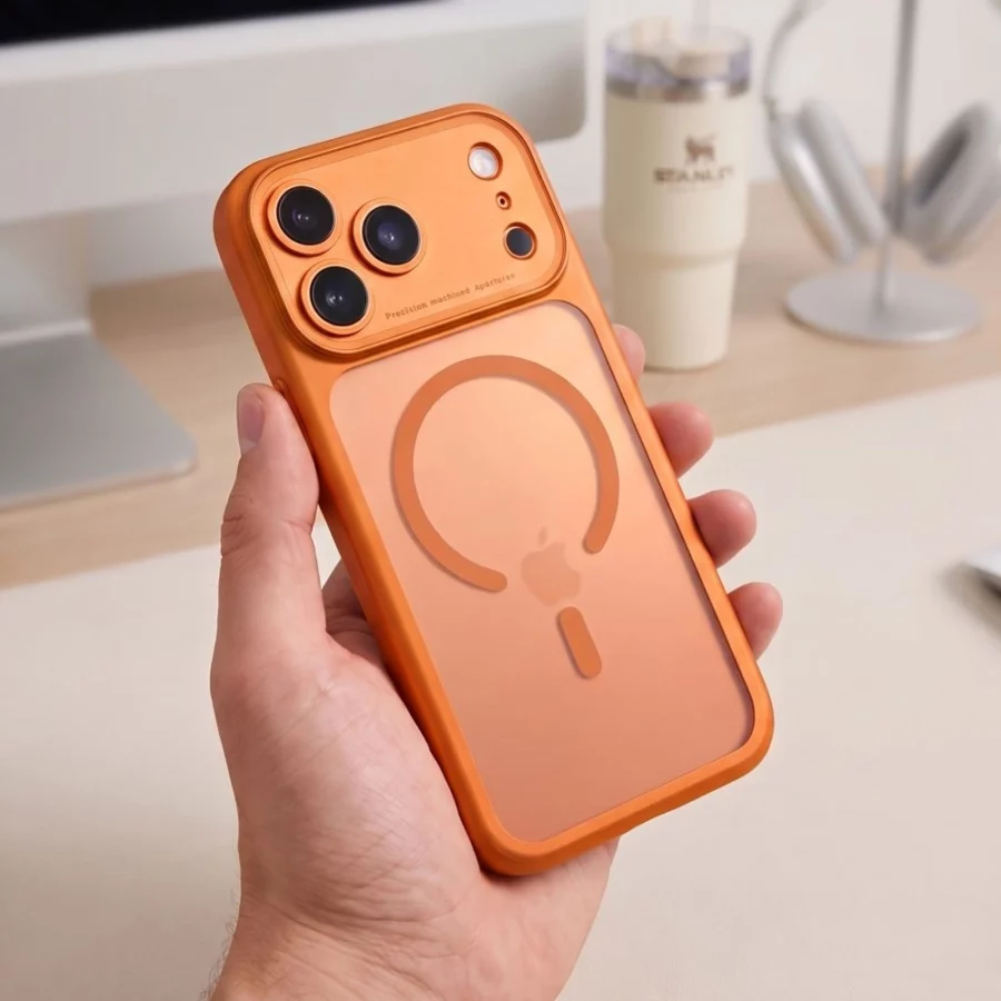 Etui Tech-Protect MagPeak MagSafe CC na iPhone 18 Pro / 17 Pro - pomarańczowe matowe