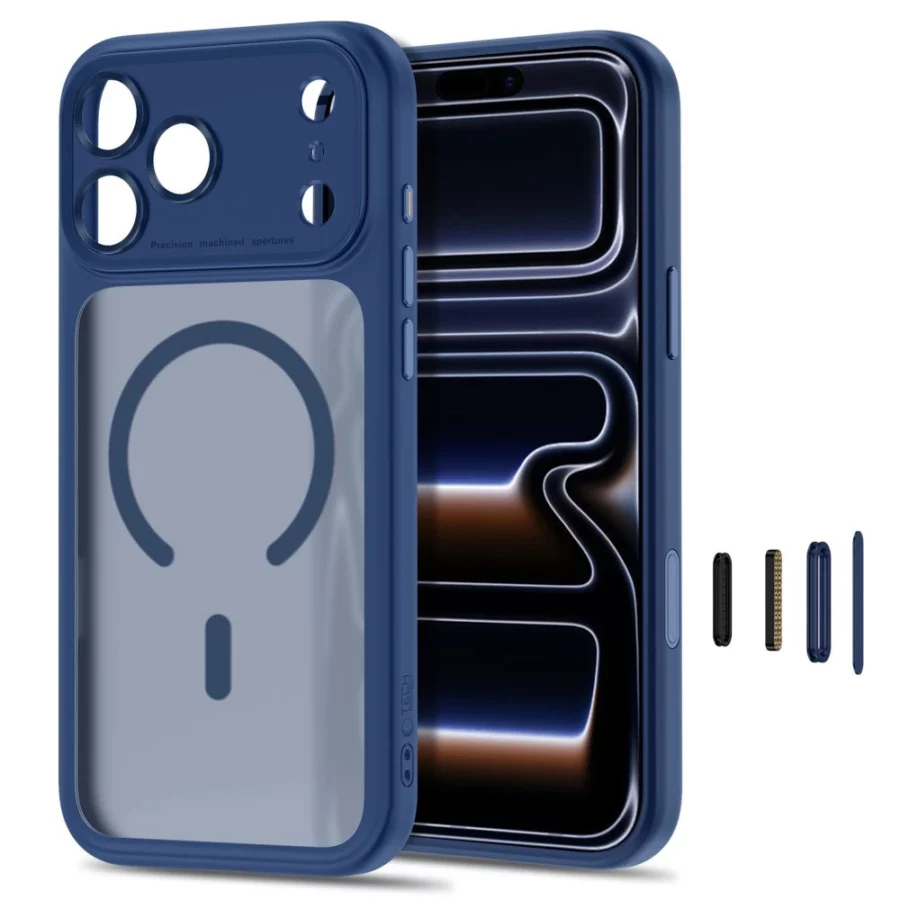 Etui Tech-Protect MagPeak MagSafe CC na iPhone 18 Pro / 17 Pro - granatowe matowe