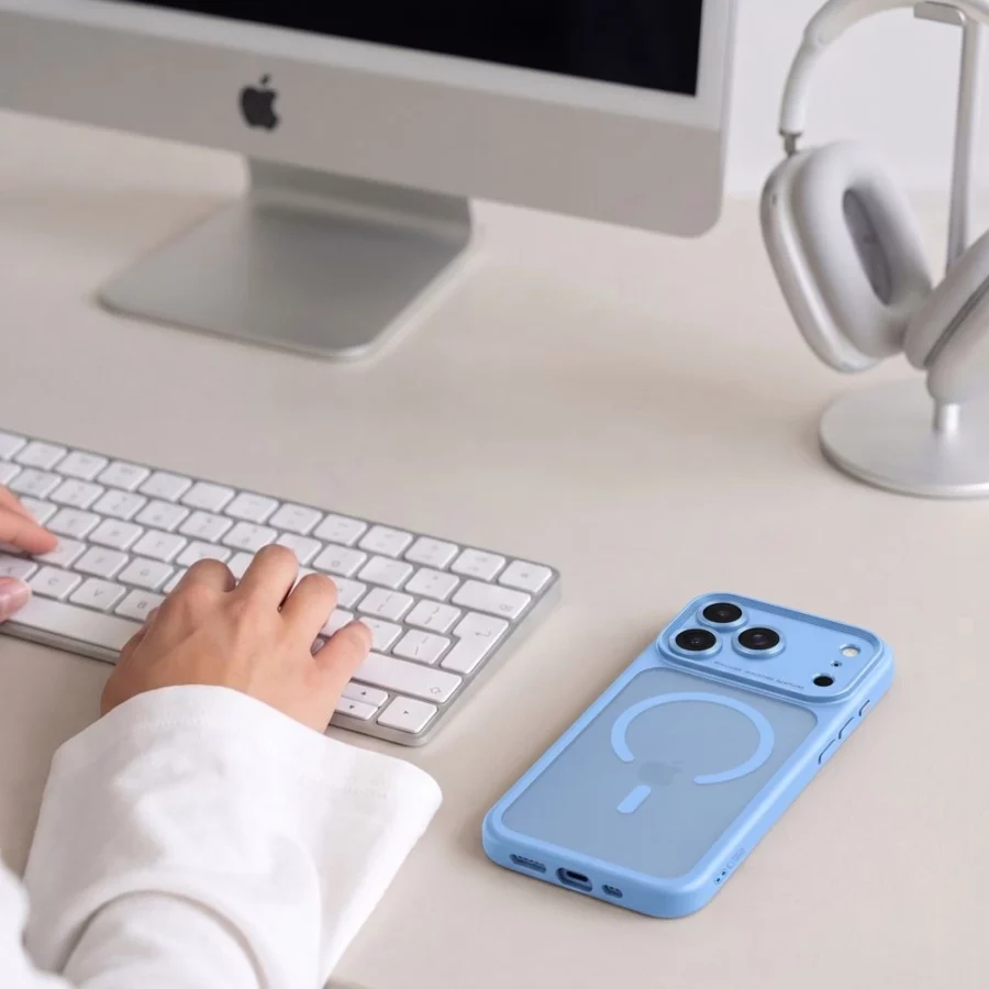 Etui Tech-Protect MagPeak MagSafe CC na iPhone 18 Pro / 17 Pro - jasnoniebieskie matowe