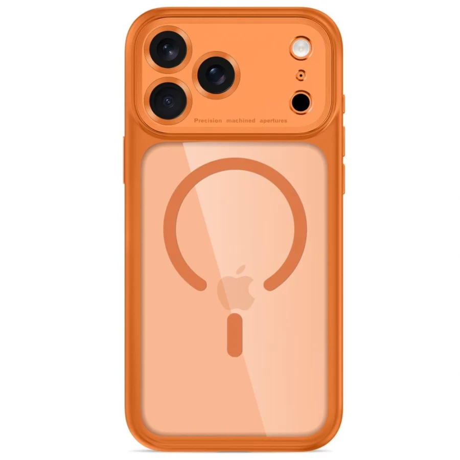 Etui Tech-Protect MagPeak MagSafe CC na iPhone 18 Pro Max / 17 Pro Max - przezroczysto-pomarańczowe