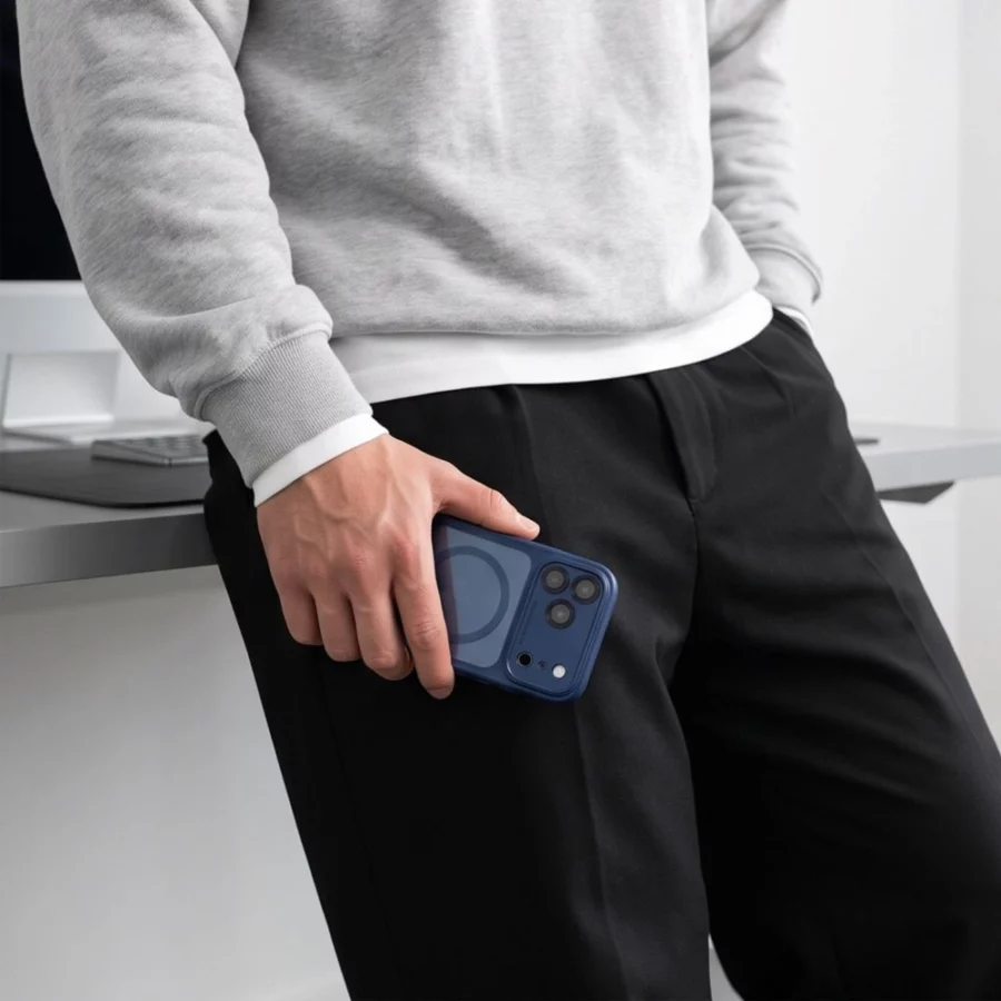 Etui Tech-Protect MagPeak MagSafe CC na iPhone 18 Pro Max / 17 Pro Max - przezroczysto-granatowe