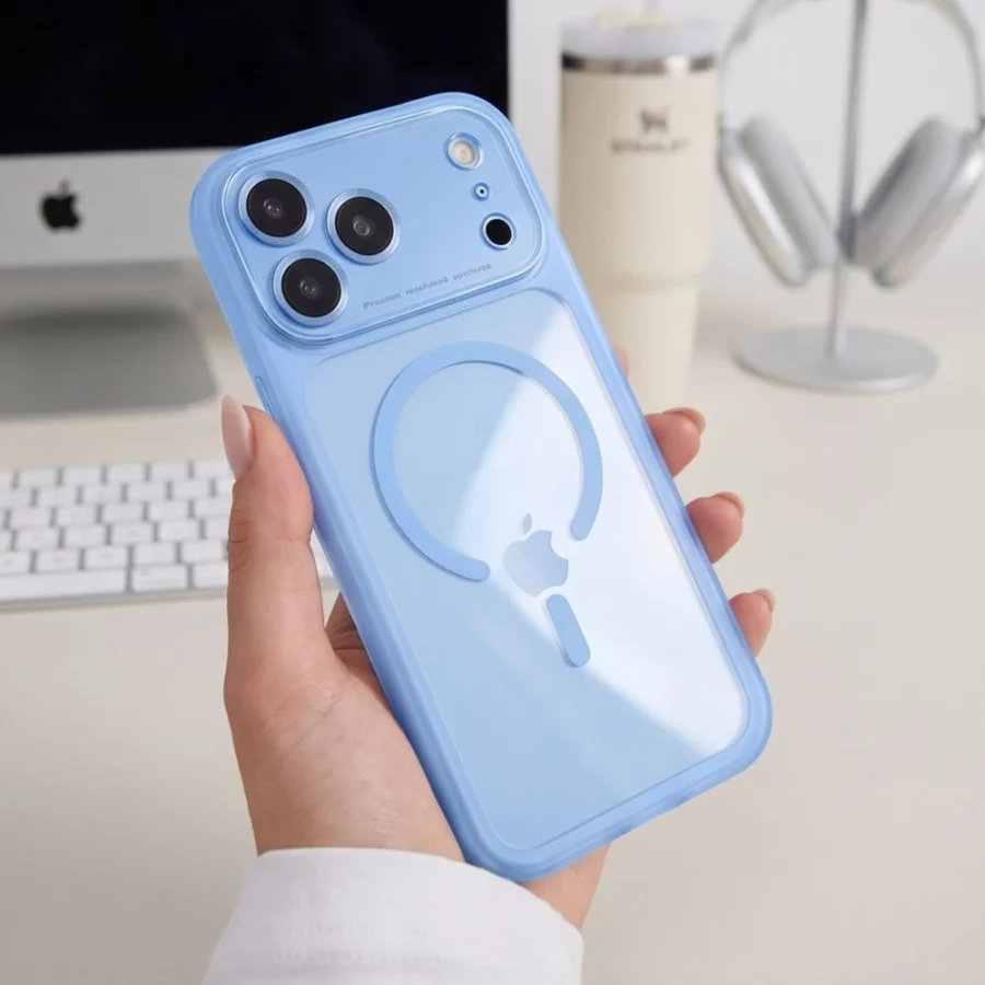 Etui Tech-Protect MagPeak MagSafe CC na iPhone 18 Pro Max / 17 Pro Max - przezroczysto-błękitny