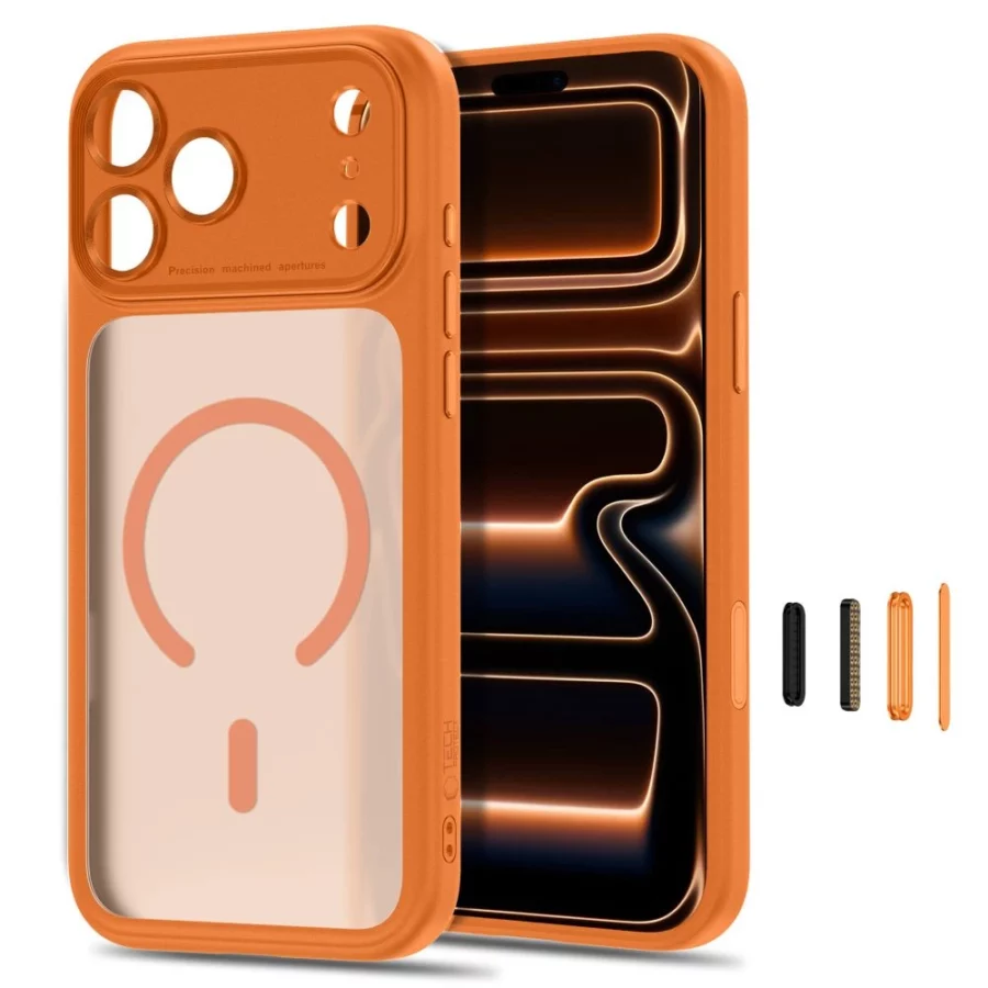 Etui Tech-Protect MagPeak MagSafe CC na iPhone 18 Pro Max / 17 Pro Max - pomarańczowe matowe