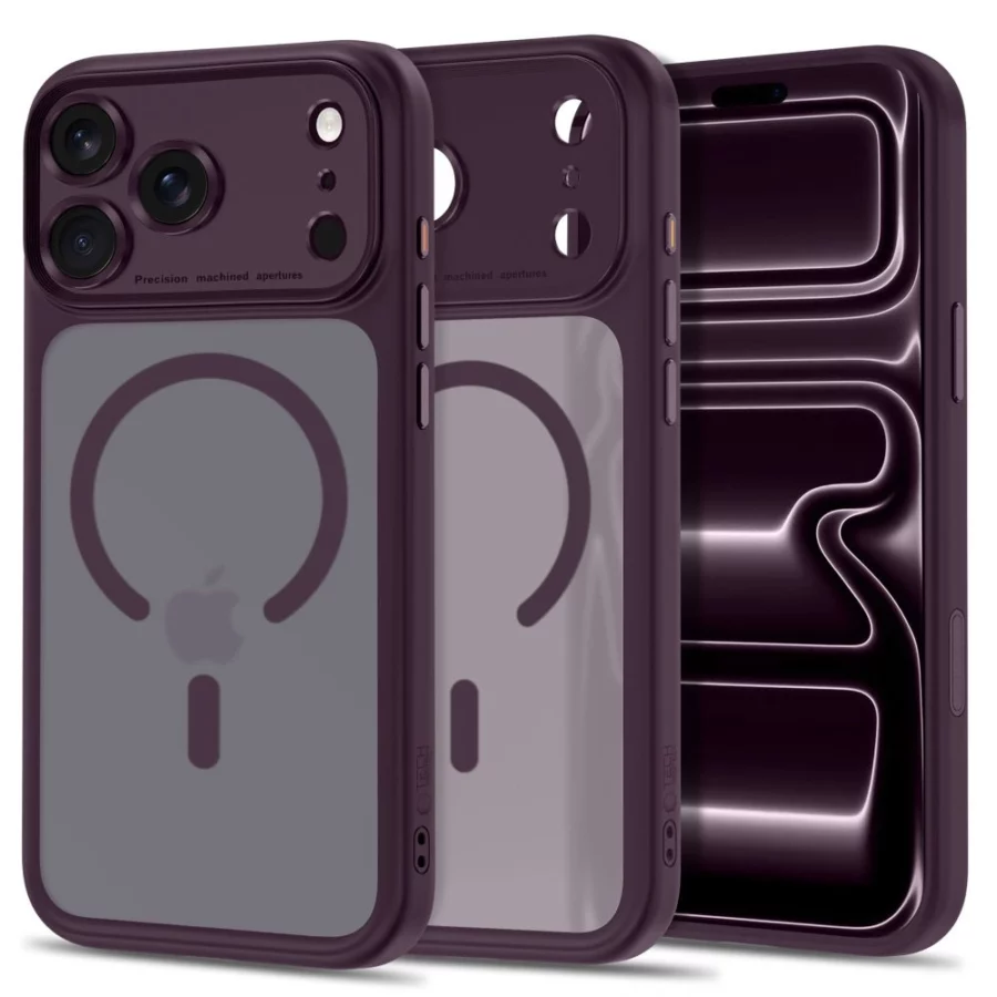 Etui Tech-Protect MagPeak MagSafe CC na iPhone 18 Pro Max / 17 Pro Max - dark cherry  matowe