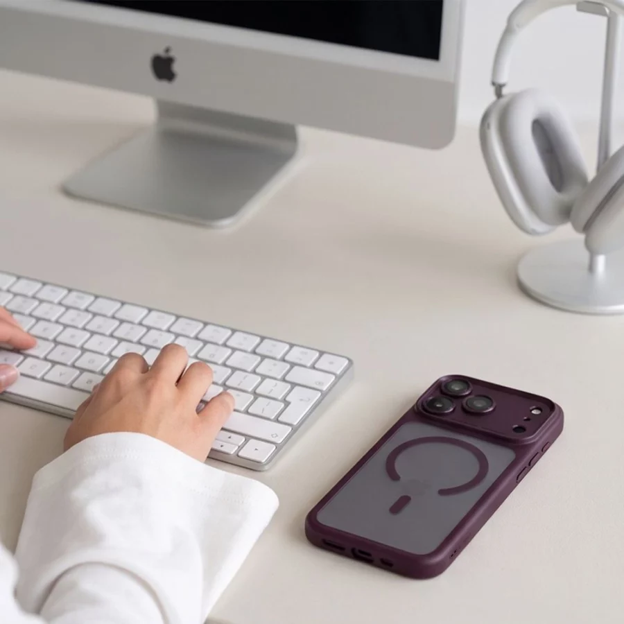 Etui Tech-Protect MagPeak MagSafe CC na iPhone 18 Pro Max / 17 Pro Max - dark cherry  matowe