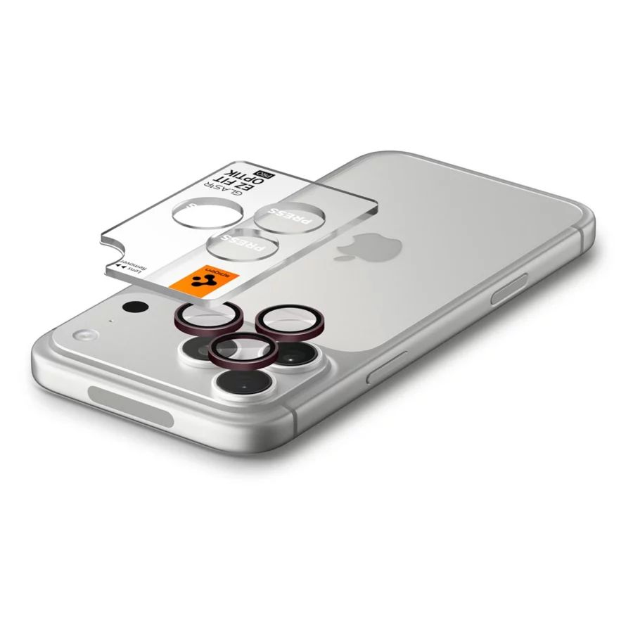 Szkło hartowane na aparat Spigen Optik Pro GLAS.TR EZ FIT 2-Pack na iPhone 18 Pro / 18 Pro Max - dark cherry