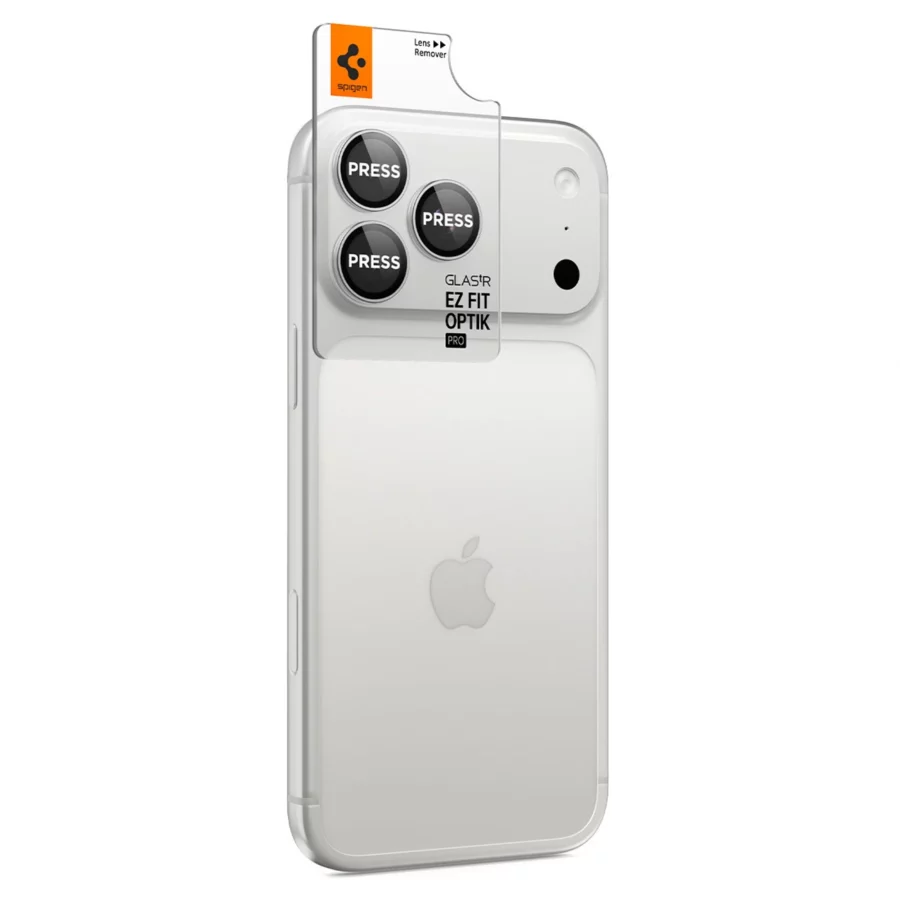 Szkło hartowane na aparat Spigen Optik Pro GLAS.TR EZ FIT 2-Pack na iPhone 18 Pro / 18 Pro Max - srebrne