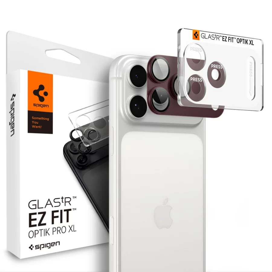 Szkło hartowane na aparat Spigen Optik Pro XL GLAS.TR EZ FIT na iPhone 18 Pro - dark cherry