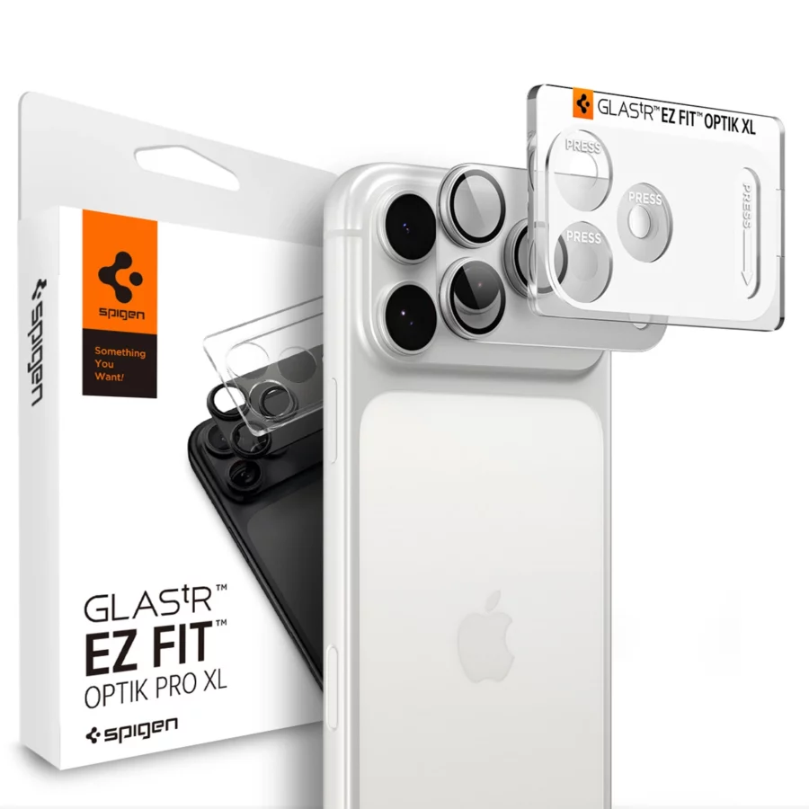 Szkło hartowane na aparat Spigen Optik Pro XL GLAS.TR EZ FIT na iPhone 18 Pro - srebrne